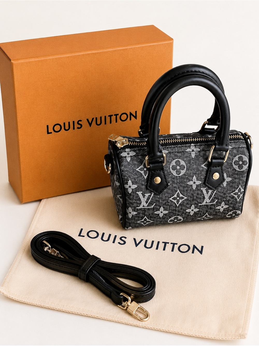 Louis Vuitton Mini Speedy Monogram Eclipse Mini Bag in Black